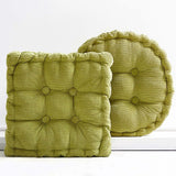 Garvee Set of 2 Corduroy Meditation Floor Pillows 18x18 Inch Ivory Square & Round Floor Cushions for Yoga Tatami Living Room Balcony Adult Seating, Green - Green