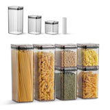 Garvee 6Pcs Vacuum Seal Jars with Lids, Black, 2x1900ML + 2x1100ML + 2x700ML, 1 Manual Vacuum Pump, AS & Silicone Material, Airtight Food Storage Containers for Kitchen Pantry