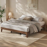 Garvee King Size Wood Platform Bed Frame - Sturdy Wooden Slats & Legs, Sturdy Metal Center Support, 7.5" Underbed Storage, Noise-Free, No Box Spring Needed, Easy Assembly, Dark Brown, KING - Dark Wood