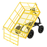 Garvee 1500 LB Garden Dump Cart with 13 in All Terrain Tires, 3-in-1 Yard Wagon Cart with Removable Side Panels, Heavy Duty Outdoor Metal Utility Wagon Yard Trailer for Outdoor Lawn, Yard, Backyard - Yellow & Black