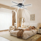 Garvee Modern 32" Ceiling Fan with LED Light, Quiet Operation, Dimmable, Handheld Controller & APP Control for Bedroom or Living Room, Black