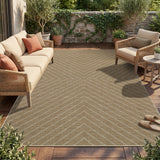 Garvee Washable Striped Jute Area Rug for Balcony, Living Room, Bedroom - Non-Slip, Mark Resistant, Modern Farmhouse Indoor Outdoor Carpet - Linen Beige, 8x10ft - Jute