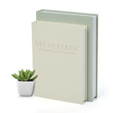 Garvee Set of 4 Linen Decorative Book Storage Boxes with Magnetic Closure - Hidden Organizer Faux Books for Coffee Table & Bookshelf Home Decor, Living Room or Office - Mint Green & Beige (Set 2) - Mint Green + Beige