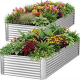 Garvee 2 Pack Tall 6 x 3 Ft Galvanized Steel Raised Garden Bed, Outdoor Above Ground Planter Box for Vegetables and Flowers, Metal Raised Bed for Gardening - Silver