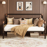 Garvee Metal Daybed Frame Full Size with Classic Headboard, Heavy-Duty Steel Slat Support, Brown Finish, Raised Storage, Easy Assembly for Living Rooms