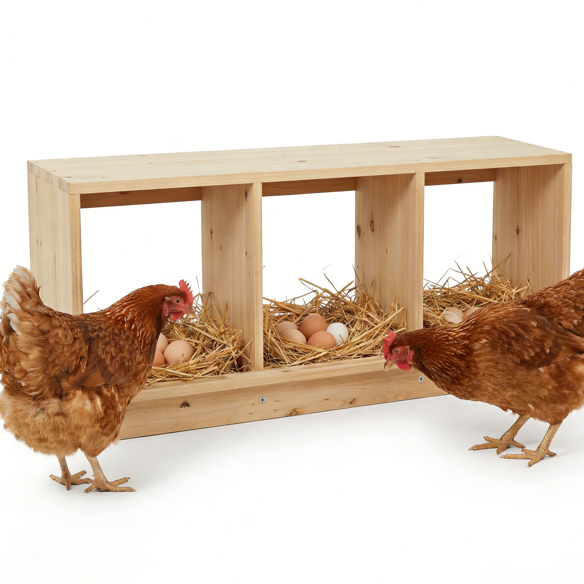 Garvee Heavy Duty Wooden Chicken Nesting Box, 3-Compartment Single