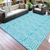 Garvee Outdoor Carpet Patio Rug Mat Reversible RV Camping Rug Plastic Straw Rug Outside Outdoor Area Rug for Patio Deck Balcony Backyard Picnic Beach - Light Blue