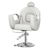 Garvee Hydraulic Reclining Salon Chair - 360° Swivel, Adjustable Height, High-Density Foam, Durable PU Leather, Modern Entryway Storage Furniture for Home or Barbershop - Gray Electroplated Silver - Gray & Silver