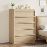 Garvee 5 Drawer Dresser Modern Tall Chest with Large Drawers Sturdy Wood Anti-Tipping Design for Bedroom Living Room Nursery - Natural Oak
