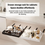 Garvee Expandable Carbon Steel Kitchen Drawer Organizer Basket - Adjustable Slide-Out Storage Rack for Cabinet, Pantry, Spice Bottles - Extra Large 53cm Deep - No-Drill Install - 1-Piece Set, Black, Size 32–52cm
