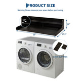 Garvee Heavy Duty Wooden Washer and Dryer Top Shelf, 54" x 27.5" Laundry Countertop Organizer - 12" Anti-Drop Backboard - Non-Slip Anti-Vibration Mat - Clothes Folding & Storage - Black - Black