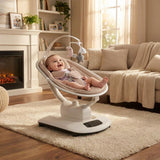 Garvee Electric Baby Swings with 5 Soothing Motions, 5 Speed Levels and Remote Control Reclining Seat with 5-Point Harness, 5 Preset Music & Sounds for Infants & Newborns, Khaki - Khaki