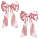 Garvee 40x24 Inch Large Satin Ribbon Bows for Coquette Room Aesthetic Wall Decor, Birthday Party Decorations, Hanging Bow in Pink/White/Black, Ballerina Girl Bedroom Decor (2 Pack, Internal Stability Layer) - Pink
