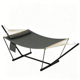Garvee 2-Person Double Hammock with Adjustable Steel Stand, Dark Gray Portable Patio Hammock for Garden, Beach & Backyard