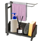 Garvee Multi-Functional Kitchen basin Organizer with Rotatable Towel and Paper Towel Rack – Sponge Holder, Drain Tray – Perfect for Sponges, Brushes, Dish Soap, Hand Sanitizer – No Drilling – with Removable Towel Rack