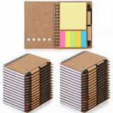 Garvee 30 Pack Kraft Spiral Notebooks with Pens, Double Coil Binding, Eco Kraft Paper, Pen Holder & Colorful Tabs, Mini 5.1×3.9 Inch, Office & School Gifts - Brown
