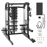 Garvee 2000LB Power Cage Squat Rack – Dual Independent Pulley Cable Crossover – Multi-Function Power Rack for Home Gym – Full Body Strength Training Equipment with Attachments – Maximum Stability – Black Column (Complies with FedEx 110lb Rule) - Black