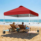 Garvee 10 × 10 FT Pop Up Canopy Tent, 150D Oxford Fabric, UPF 50+ Vented Roof, 1 Sidewall, 3 Adjustable Heights and Roller Bag for Outdoor Events, Red
