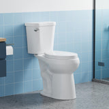 Garvee Two-Piece Toilet ADA Height 19" Round Ceramic Bowl Water Efficient 1.28 GPF Locking PP Lid Side Push Handle CUPC Certified Bathroom - 3489D Upgraded Rotary Flush, 21" Height, Single Side-Press Flush Handle, Round, With Cover Plate + Water Fittings