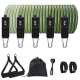 Garvee 5 Levels Stackable Resistance Bands Set - Gradient Green TPE Tubes 10-50LB up to 150LB with Handles, Door Anchor & Ankle Straps for Full Body Workout - Gradient Green