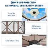 Garvee Screen Gazebo Tent, 13 x 13 FT 6-Sided Canopy for 8-10 People with 7.5 FT Height, Removable Sidewalls and Windows for Camping, Khaki and Beige - Khaki & Beige