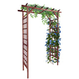 Garvee 85-Inch Wooden Garden Arbor Trellis, Fir Wood Flat-Top Pergola for Climbing Plants, Wedding, Patio, Lawn & Backyard, Teak - Brown