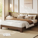 Garvee Wood Platform Bed Frame Queen Size with Wood Slat Support, Noise-Free Design, Particle Board, No Box Spring Needed, Easy Assembly, Underbed Storage, Bedroom - Walnut