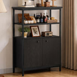 Garvee Farmhouse Sideboard Buffet Cabinet Adjustable Shelves 2-Tier Storage Engineered Wood Metal Feet Freestanding Coffee Bar Kitchen Dining Room