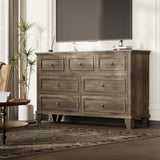Garvee Spacious Storage Solution 7 Drawer Dresser - 47" Wide Modern Chest for Bedroom - Deep Storage, Metal Handles, Thick Desktop - Versatile for Bedroom, Closet, Hallway, Entryway - Color: Vintage Gray - Retro Gray