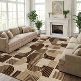 Garvee 10' x 13' Brown Arch Pattern Faux Jute Area Rug, Washable Low-Pile Carpet for Living Room, Dining Room, Patio and Entryway - Brown