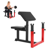 Garvee Adjustable Preacher Curl Bench – 350 lbs Capacity Compact Bicep Station (Black/Red) - Red