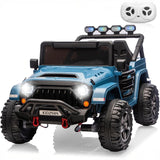 Garvee 24V Electric Ride On Truck for Big Kids – 2 Seater – Parental Remote Control – 3 Speeds – 4-Wheel Suspension – LED Lights – Wireless Audio/MP3 Player – Standard Test Method/CPSIA Certified – Navy Blue - Lake Blue