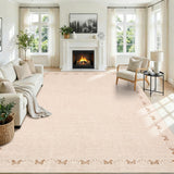 Garvee Modern Washable Area Rug for Living Room - Low Pile, Non-Slip, Mark Resistant Carpet - Soft Neutral Bow-Knot Design - Ideal for Bedroom, Dining Room, Playroom, Nursery, Entryway - Beige Ivory, 5x7ft - Beige