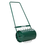 Garvee 23" 2-in-1 Lawn Roller & Spike Aerator, Push & Tow Behind Yard Tool, 13 Gallon Steel Drum with Heavy-Duty Tines for Lawn Leveling & Soil Aeration - Green