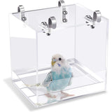 Garvee Small Transparent Acrylic Hanging Bird Bath Box – Leak-Proof Water Tub with Hook – Bird Cage Accessory for Parakeet, Cockatiel, Parrot – Small Size - Small