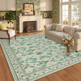 Garvee Washable Area Rug – Large 8x10ft Carpet, Low Pile, Non-Slip, Mark Resistant, Lightweight, Pet & Child Friendly, Ideal for Living Room, Bedroom, Dining Room – Light Green - Light Green