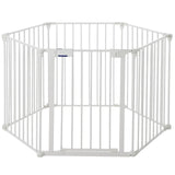 Garvee Adjustable Metal Pet Safety Gate, 6-Panel 29" High Collapsible Playpen with Lockable Door, Portable Indoor/Outdoor Barrier for Stairs, Doorways, RV, Camping, Yard, Garden, White - White