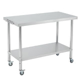 Garvee Heavy Duty Stainless Steel Commercial Prep Table 30x24x35 in – Mobile Workstation with Adjustable Undershelf, Casters, Right Angle Edge – Ideal for Restaurant, Food Service, Pizza Oven, BBQ, Garage, Laundry