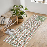 Garvee 2' × 6' 4th of July Patriotic Floral Rug, Sage Green/White/Rust American Flag Washable Area Rug - Sage Green/White/Rust