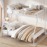 Garvee Space-Saving Heavy Duty Metal Twin Over Full Bunk Bed – Sturdy Frame with Ladder & Full-Length Guardrails – Ideal for Adults & Teens – No Box Spring Needed – Modern Bedroom Furniture, White - White