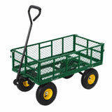 Garvee Steel Garden Dump Cart for Backyard & Farm, 900 lbs Utility Wagon with Removable Sides, 180° Swivel Handle and 10 in Tires, Green - Green