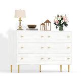Garvee Rustic Bedroom Dresser - 6 Deep Wooden Drawers - Wide Storage Chest with Bar Handles - Ideal for Clothes Organization - Antique White Finish - Color: Antique White - White