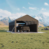 Garvee Enclosed Metal Carport 12×25 ft, 112" H All-Metal Garage Shelter with 19-Gauge Steel Frame & 27-Gauge Roof for Pickups Boats Tractors