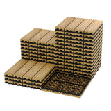 Garvee Waterproof Interwoven Deck Tiles 12"x12" 27PCS/Set for Outdoor & Indoor Patio, Composite Wood-Plastic, All-Weather Snap-Together Flooring, Easy DIY Installation, Teak - Teak -2