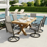 Garvee Set of 2 Patio Swivel Dining Chairs, 360° Outdoor Bistro Chairs with Breathable Quick-Dry Textilene, High Backs, Armrests and Rust-Resistant Steel Frames, Brown, No Cushions