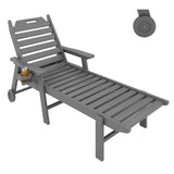 Garvee Patio Chaise Lounge, 1905 x 565 x 435 MM HDPE Frame with 5-Position Backrest and 304 Stainless Hardware, Gray