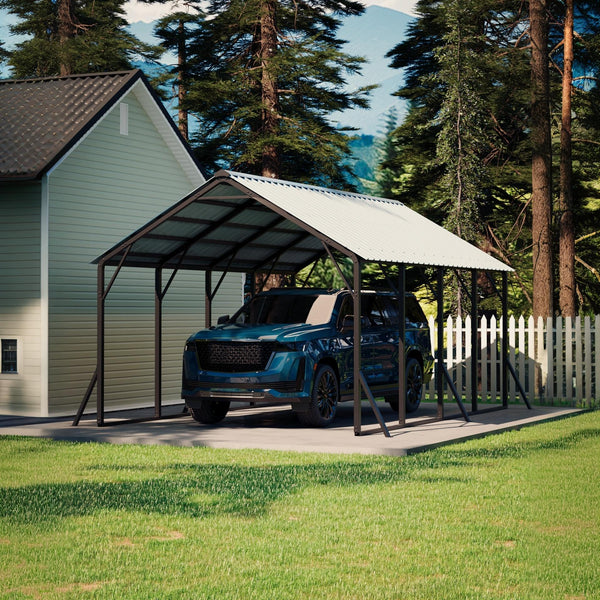 Garvee 13x21 ft Metal Carport Kit, Reinforced Frame, Snow Shedding