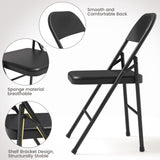 Garvee 6 Pack Heavy Duty Metal Folding Dining Chairs with Backrest - All-Steel Frame Supports Up to 350 lbs - Portable Collapsible for Home, Office, Camping, Events - Black Color