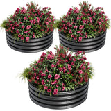 Garvee 3-Pack Round Metal Raised Garden Bed, 2x1FT Galvanized Planter Boxes, Rust-Resistant, Open Bottom, Easy Assembly, Garden Beds for Vegetables, Flowers & Herbs – Black - Black