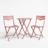 Garvee Outdoor Folding Bistro Set, Compact Patio Furniture Set for Balcony, Garden, and Deck,Pink - Pink